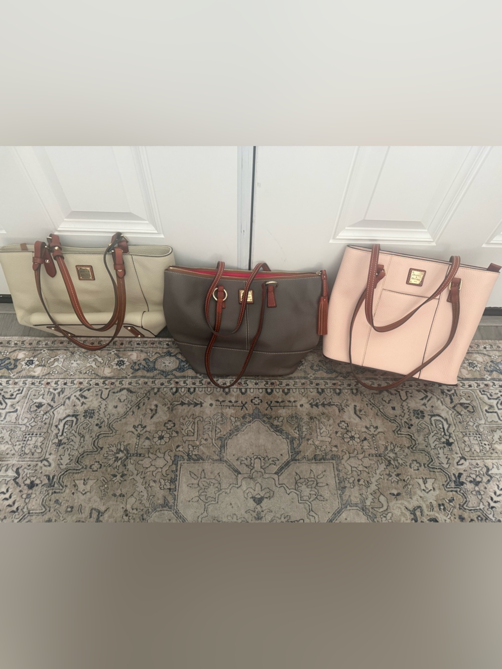 Oyster, bone & Cream Dooney & bourke Pebble Leather Totes